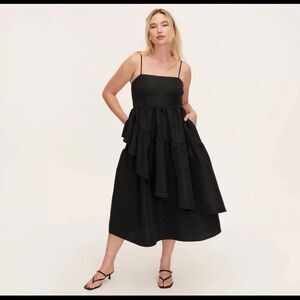 NEW! Kate Spade New York Target Tiered Ruffle Midi Tank Dress Black SZ L